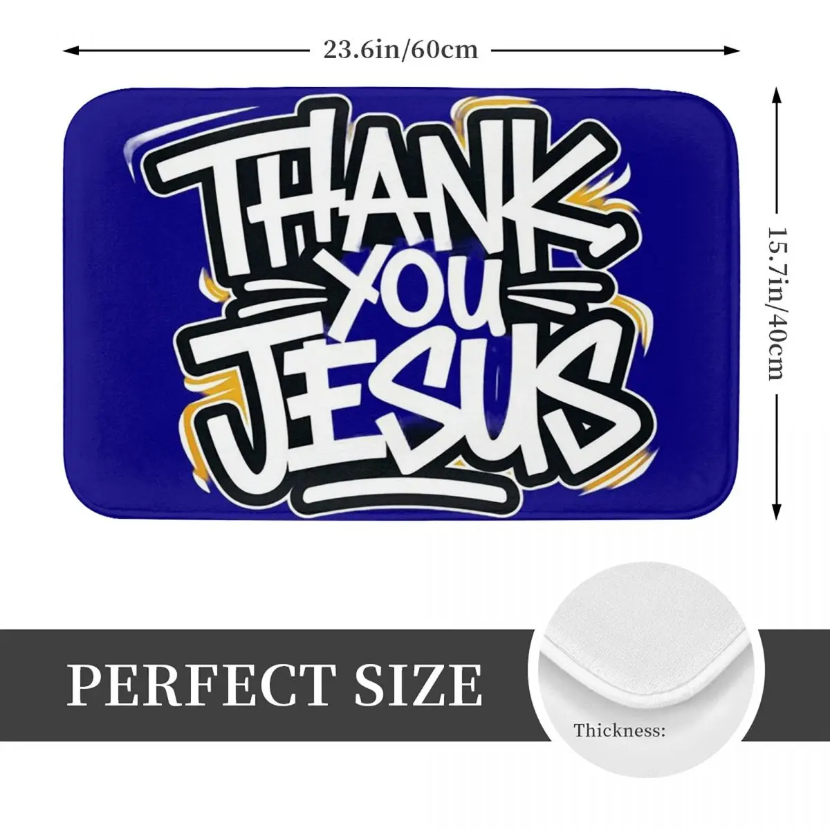 Thank You Jesus Non-slip Doormat Floor Mat Sand Scraping Carpet Rug for Kitchen Entrance Home Bathroom Living room Footpad Mats