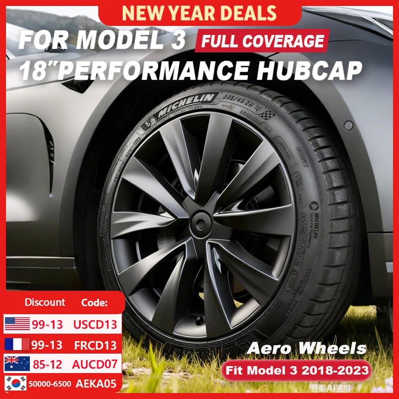 

4PCS Wheel Cover 18 Inch for Tesla Model 3 Aero HubCap Performance Replacement Wheels 2018-2023 Full Rim Car Accessories 2022