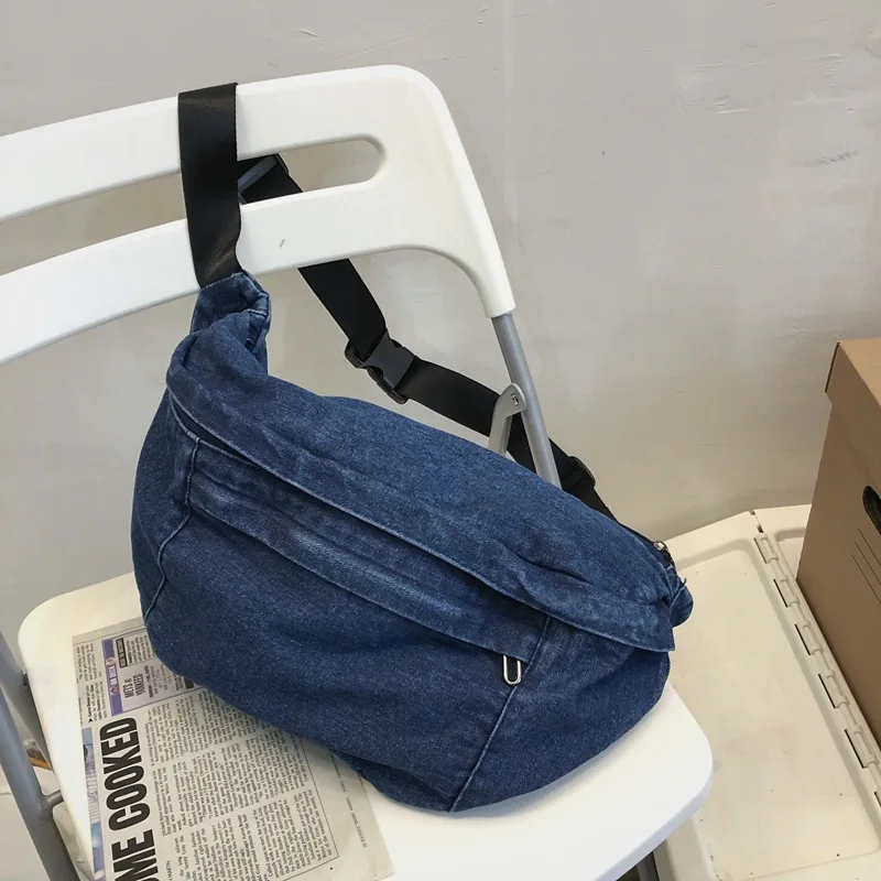 Women Belt Bag Men Hip Hop Fashion Bum Travel Purse Phone Pouch Unisex Crossbody Sling Chest Bag Denim Bag Shoulder Bags