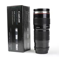 400/440ml Camera Lens Water Cup Coffee  Creative   Stainless Steel Liner SLR   Non-slip Insulation