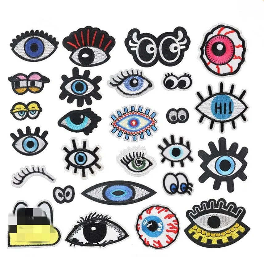 10 Pcs Augen Stickerei Patches Bestickte Kleidung Hut Tasche Schuh Reparatur Material Telefon Geschenk Box Decor DIY Zubehör