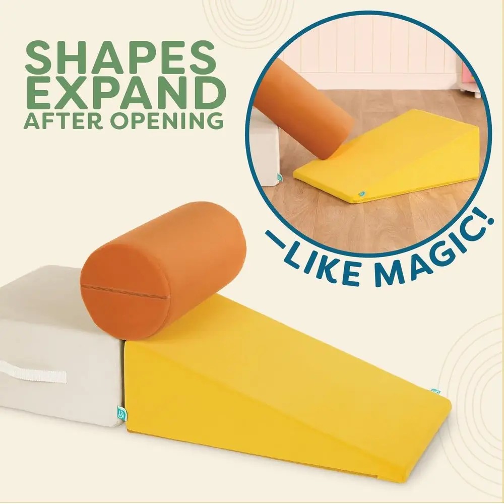 Ensemble de blocs de mousse sensorielle pour tout-petits : kit d'escalade 3 pièces avec cylindre, rampe et bloc, poignée souple, housses lavables pour les 12 ans et plus