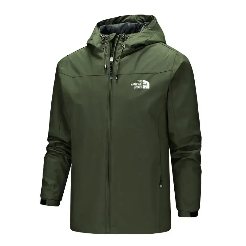 Chaqueta deportiva ligera con capucha para hombre, impermeable, a prueba de viento, con cremallera, a la moda, para exteriores, Otoño e Invierno