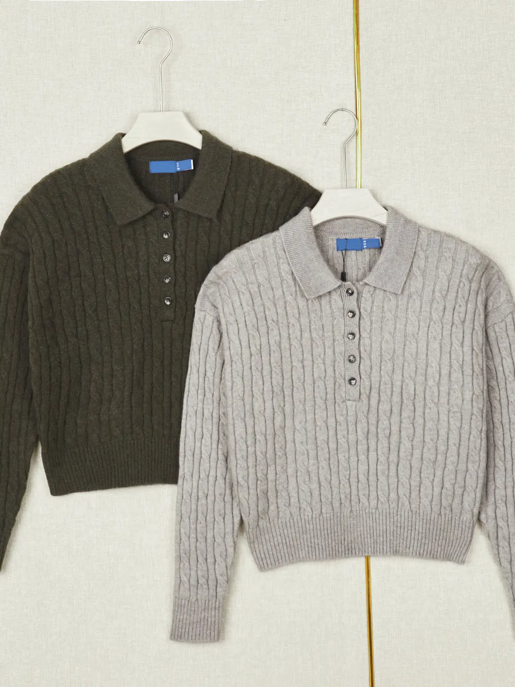 American Style Long Sleeve Knitted Sweater Women's Fashion Slim Fit Top Button up Cotton Twist Knit Early Autumn New Arrival