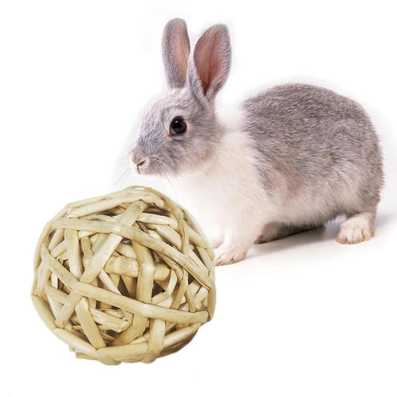 Chewing Braided Ball Guinea Pig Rabbit Hamster Small Animal Play Pet Interactive Chew Toy Natural Grass Ball  hamster toy