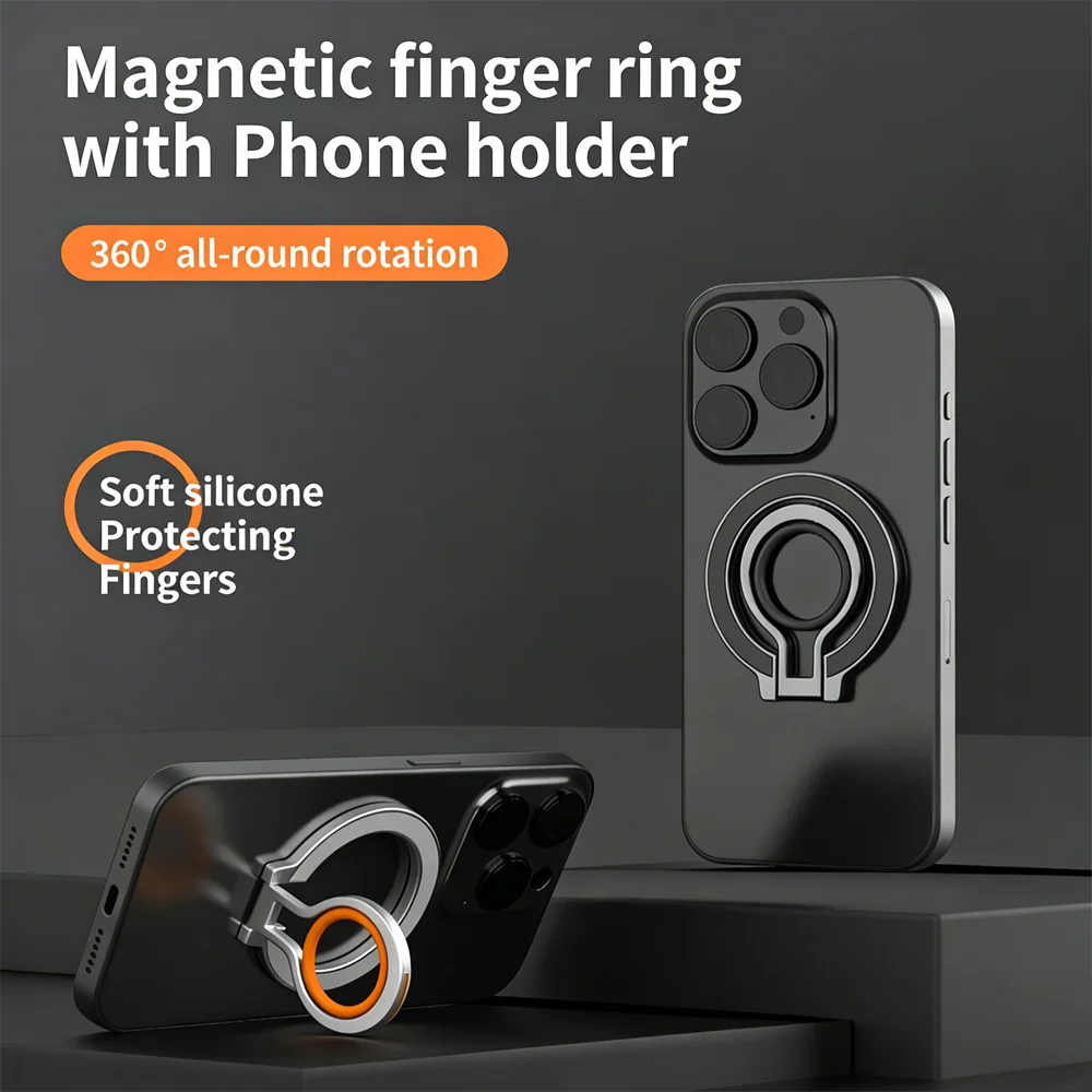 

Magnetic Phone Ring Holder for MagSafe 360° Rotation Stand Metal Finger Grip Foldable Universal Phone Mount