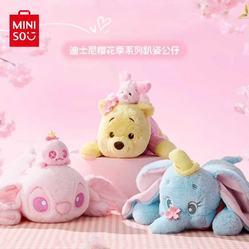 

MINISO New Sakura Series Par Pose Plush Doll Cartoon Animation Stitch Filled Soft Doll Pillow Pooh Bear Plush Toy Gifts