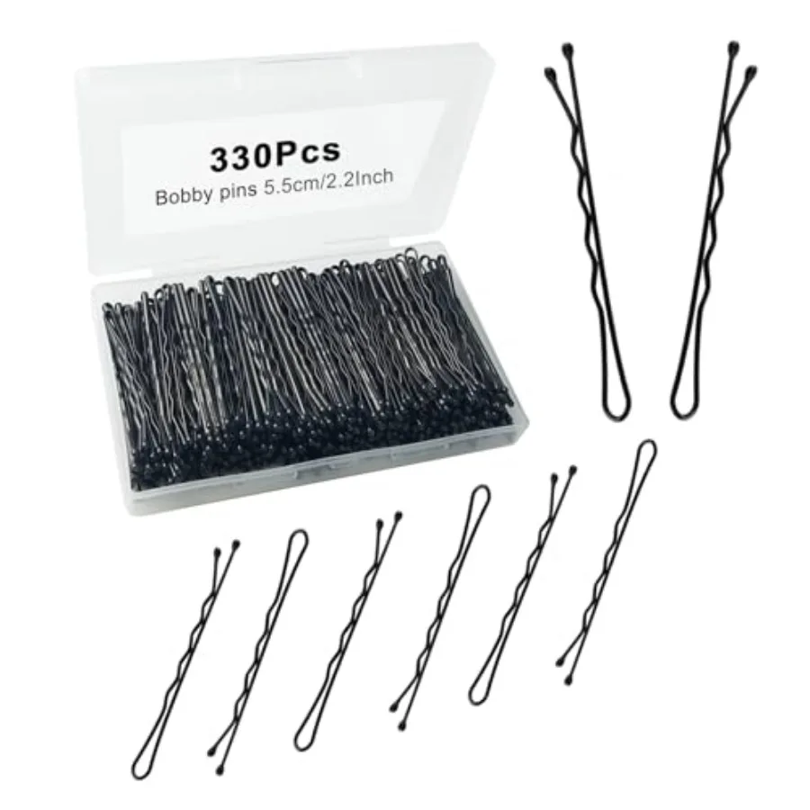 

330 Pcs 2.2 Inch Black Bobby Pins, Set of Hairpins with Box, Premium Hair Pins for,Girls and Women, Great for All Hair Types