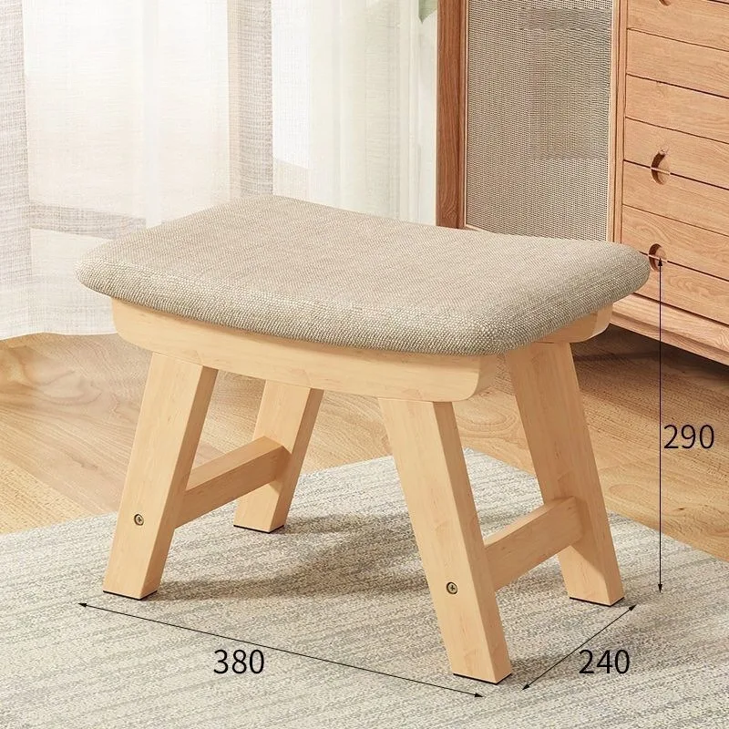 Solid Wood Fabric Small Stool Small Apartment Shoe Changing Stool Living Room Modern and Simple Muebles Multifuncionales