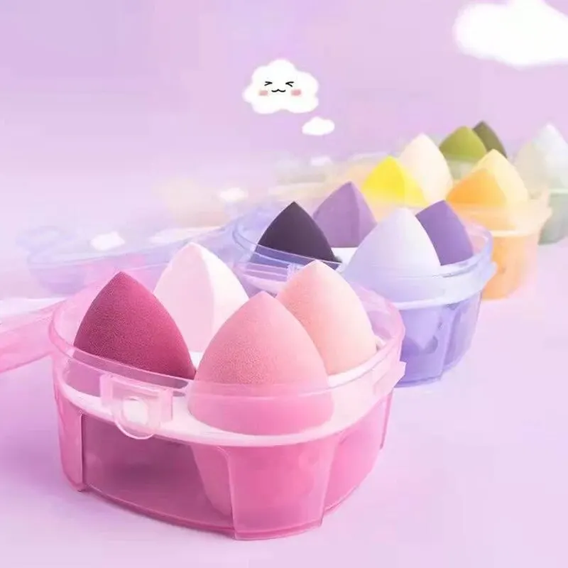 4pcs Beauty Egg Makeup Sponge Set Foundation Make Up Sponge With Egg Box Perfect For Face Cream Powder