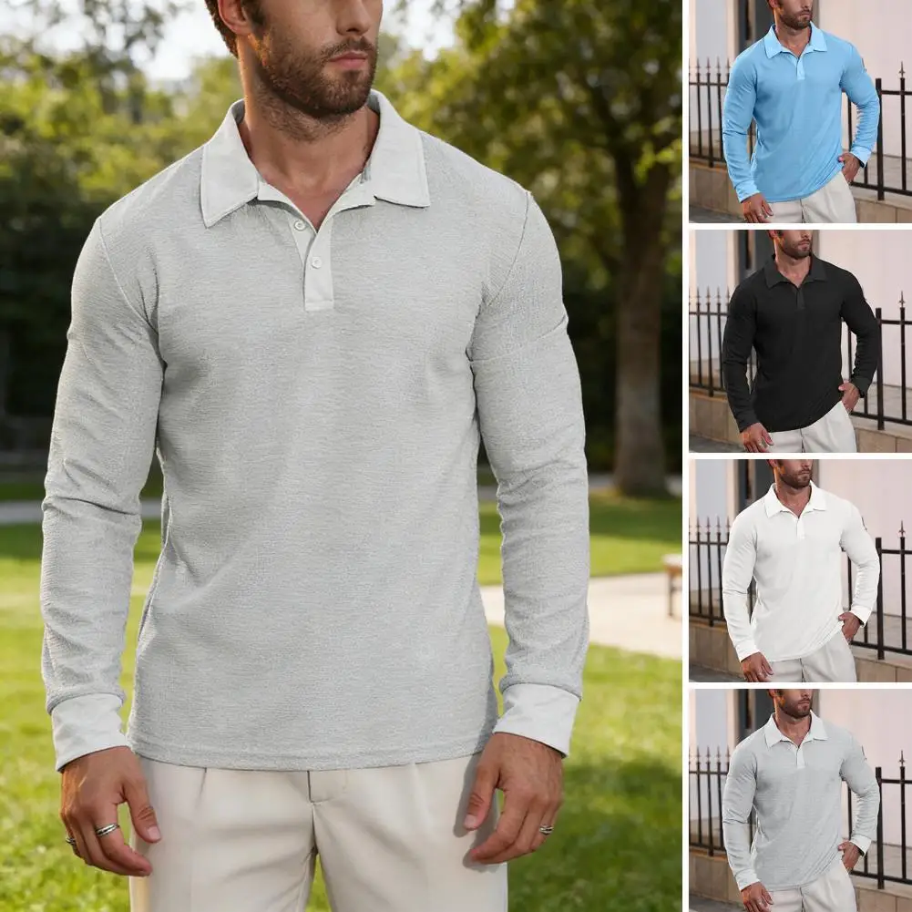 

Men Long Sleeve Shirt Men Waffle Golf Shirt Men's Waffle Long Sleeve Golf Shirt Pullover Turndown Collar Quarter for Office