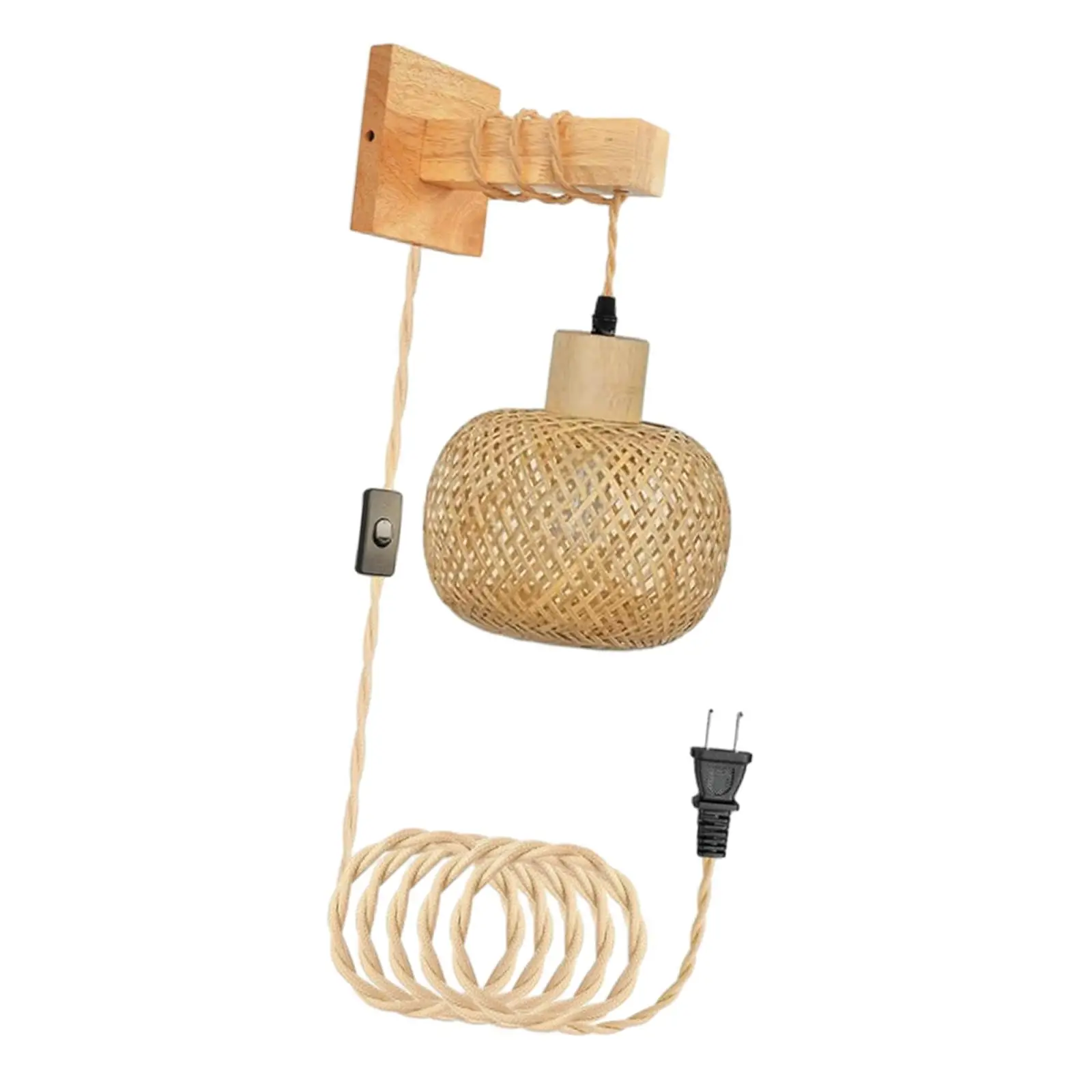 Wall Sconce E26 Base Rustic Bathroom Vanity Wall Light Bamboo Bedside Wall Lamp for Farmhouse Hallway Bathroom Restaurant