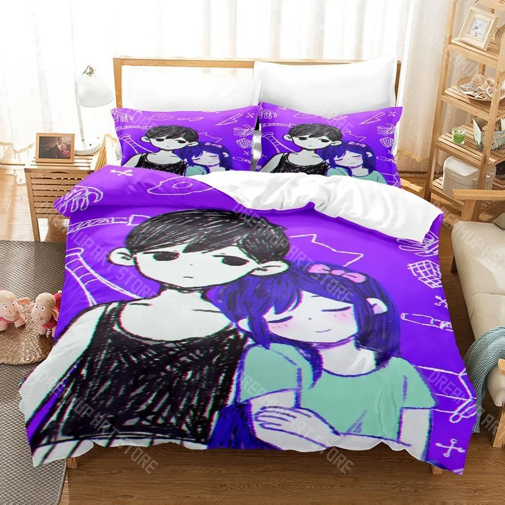 3D Printed Omori Game Bedding Set for Boys Girls Duvet Cover Pillowcase Included Twin Queen King Full Single Double Sizes