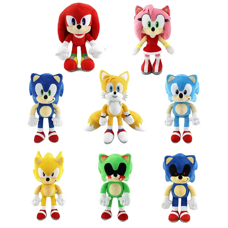 Peluche Original de The Hedgehog de 30 cm, Nuevo y Popular, Muñeco de Peluche de Shadow, Tails y Knuckles, Juguete de Peluche de Sonic para Niños
