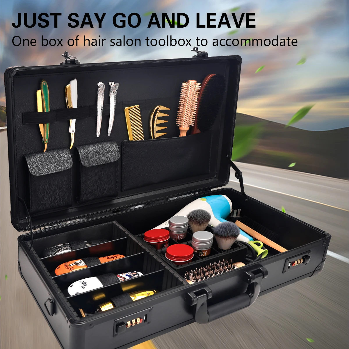 

Barber Hairdressing Tool Case Hair Stylist Clipper Scissors Comb Storage Box Carrying Barbershop Suitcase