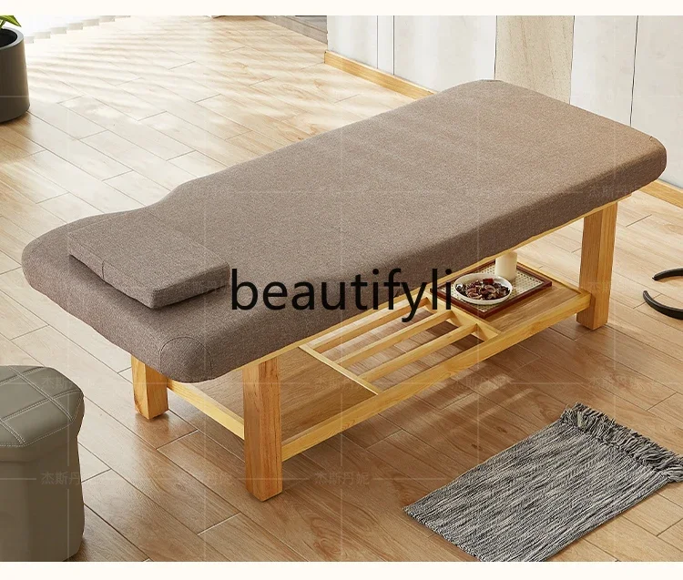 Solid wood beauty bed massage physiotherapy traditional Chinese medicine massage tattoo embroidery ear picking electric bed