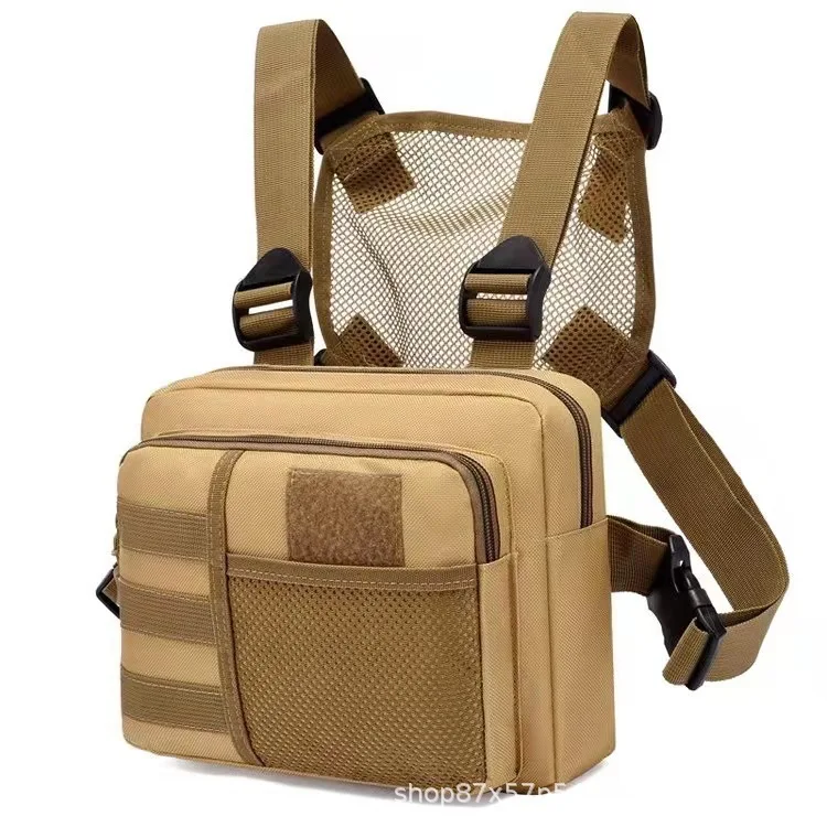 حقيبة ظهر تكتيكية متعددة الوظائف مصنوعة من قماش أكسفورد مقاومة للاهتراء، حقيبة ظهر مموهة على الصدر، حقيبة ظهر خارجية لتخفيف الوزن