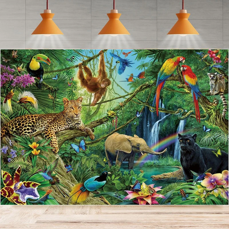 Tropical Rain Forest Adventure Scenic Photography Backdrop Large Poster Background Party Home Decor Banner Photobooth Prop