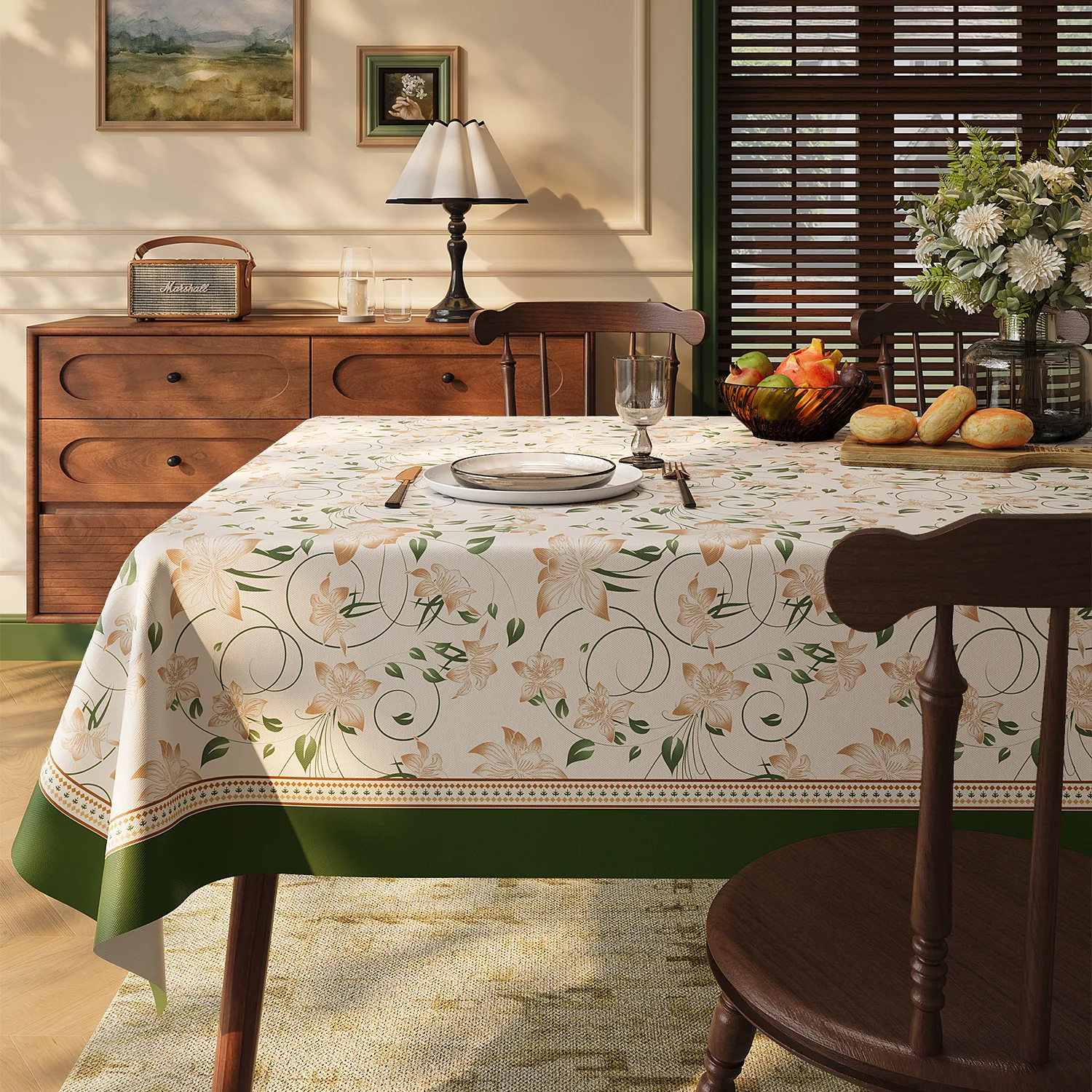 

Waterproof Oil-resistant Wash-free Tablecloth Vintage Luxury Rectangular PVC Material Heat-resistant Dining Table Mat Tea Tab...