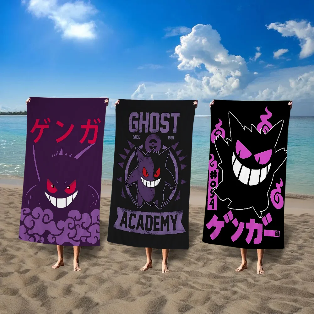 P-PokemonS CARTOON G-GengarS Bath Towel Microfiber Soft Water Absorbing Breathable For Girl Kids Decorative Cartoon Beach Towel