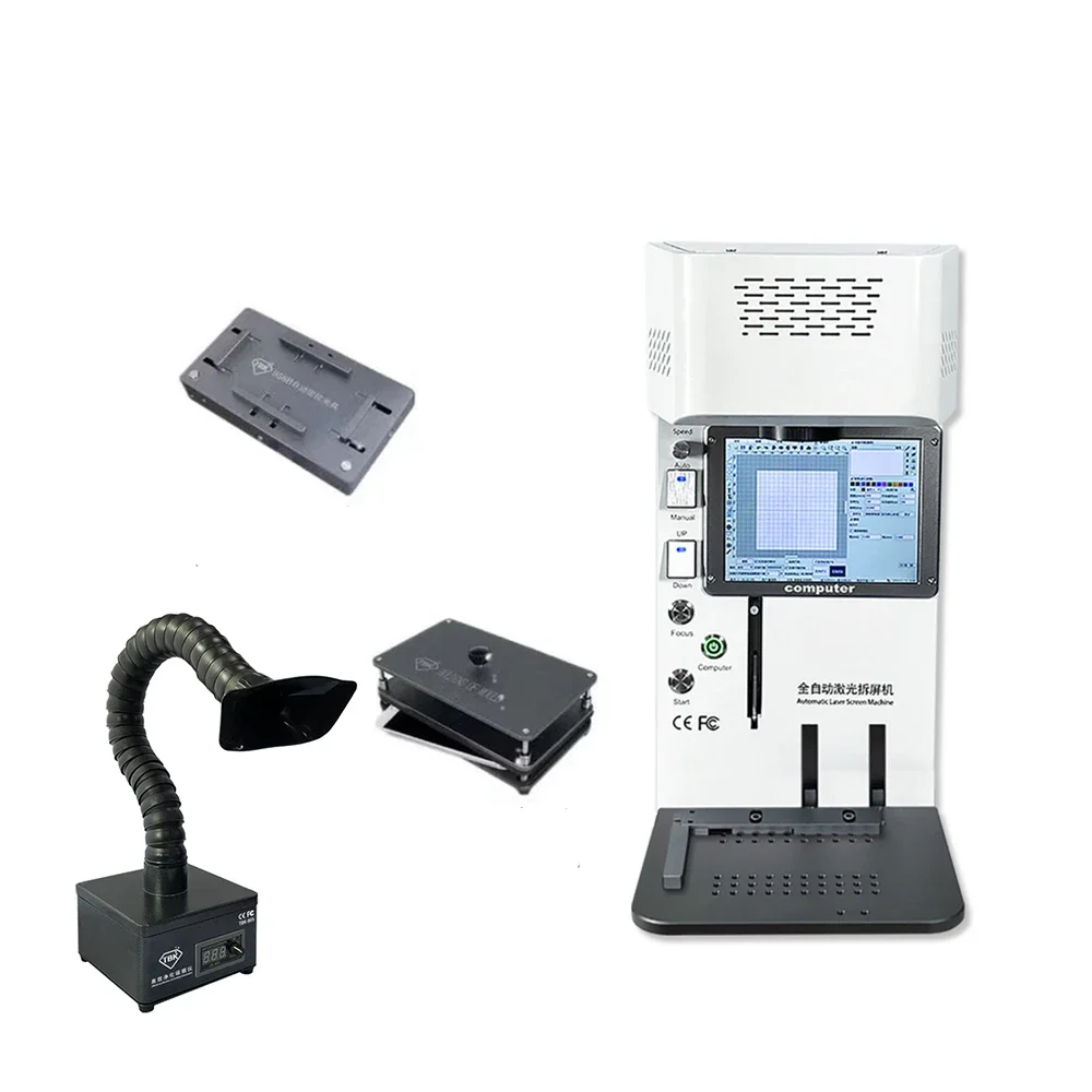 

-for TBK958B Full Set With Mini Fume Extractor Back Glass Remover Laser Printing Marking Frame Separating For Iphone