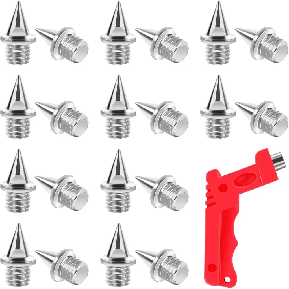 

Hard Steel Track & Cross Country Spikes - 1/4inch, 20pcs with Spike Wrench, Replacement for Sprint Sports Short Running Shoes