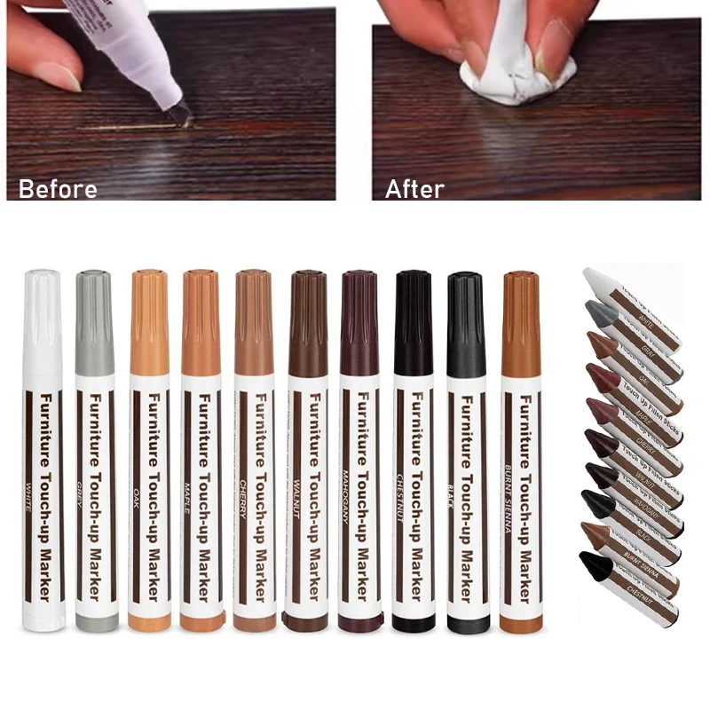 

Furniture Repair Pen,Wooden Floor Scratch Filler Sticks with Sharpener for Tables Desks,Wood Scratches Restore Patch Paint Pen