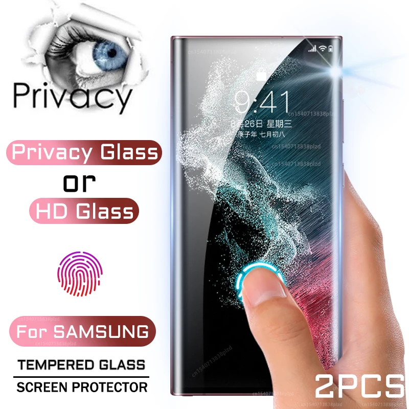 

2PCS Privacy or HD Tempered Glass For Samsung Galaxy S24 S23 S22 Ultra Anti Spy Screen Protector S21 Plus Note 20 Luxury 5G