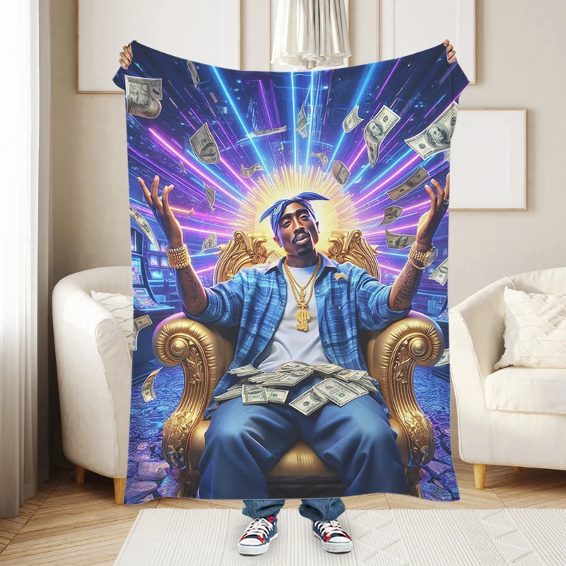 Anime Blanket Sofa Winter Fluffy Soft Blankets Z-2PAC Tupacs Microfiber Bedding Warm Knee Bed Fleece Camping Nap Sofa Blankets