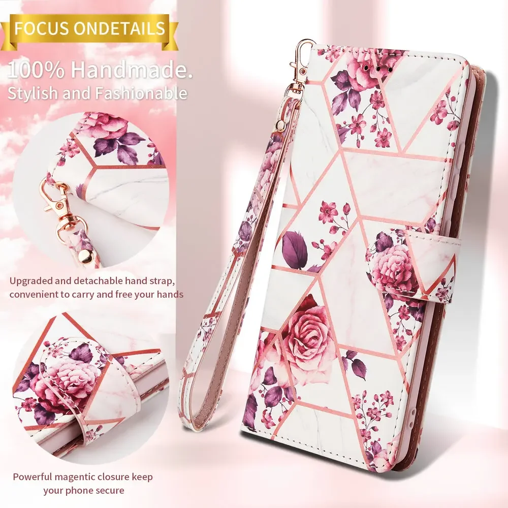 

For Xiaomi Redmi Note 13 12 Pro Plus 5G Flip Case Floral Wallet Skin Armor Redmi Note 11 Pro 10 S 11e 11s 10s 13 Pro+ Book Capa