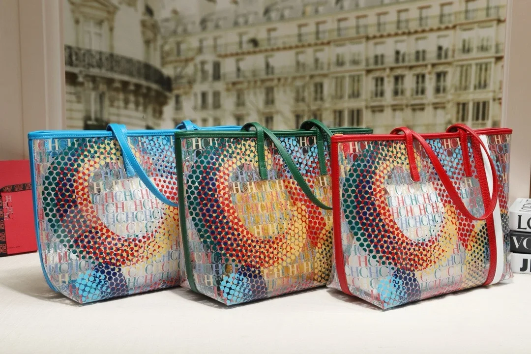 

CH Colorful Fashion Women's Handbag Outer Bag Transparent Letter Design Exquisite and Innovative BagTrendy Brand Women's Handbag