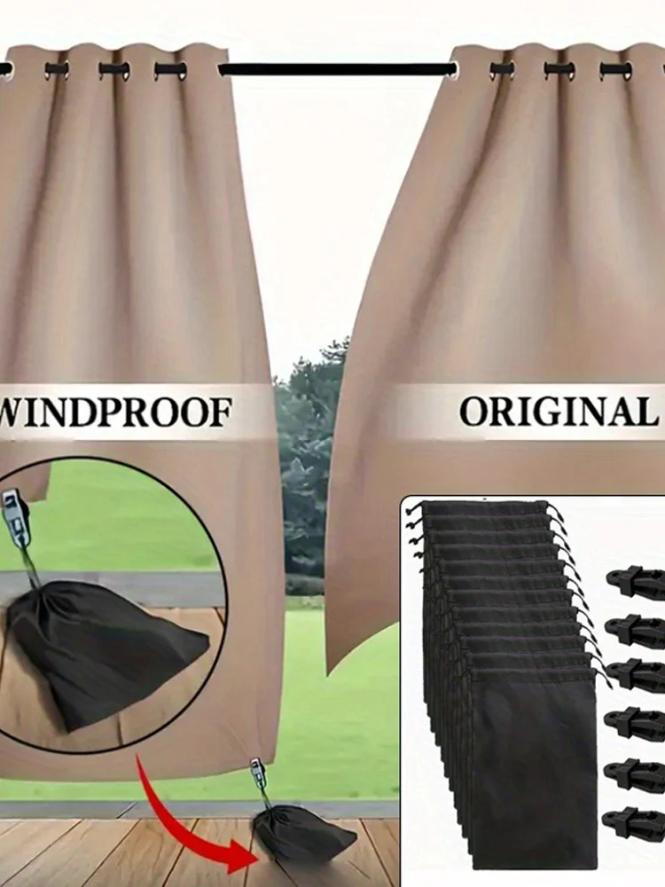 NONE Rideaux d'extérieur avec sacs lestés, coupe-vent, résistants à l'eau, rideaux et drapeaux extérieurs, blocage solaire pour Patio, Cabana, cour 3