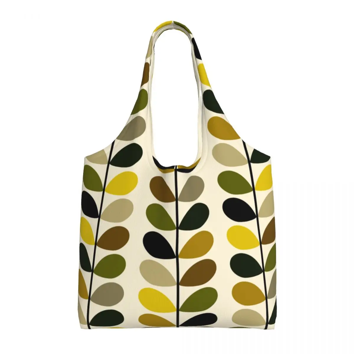 Custom Kawaii Printed Orla Kiely Prints Multi Stem Yellow Tote Shopping Bags Portable Canvas Shoulder Shopper Photograph Handbag