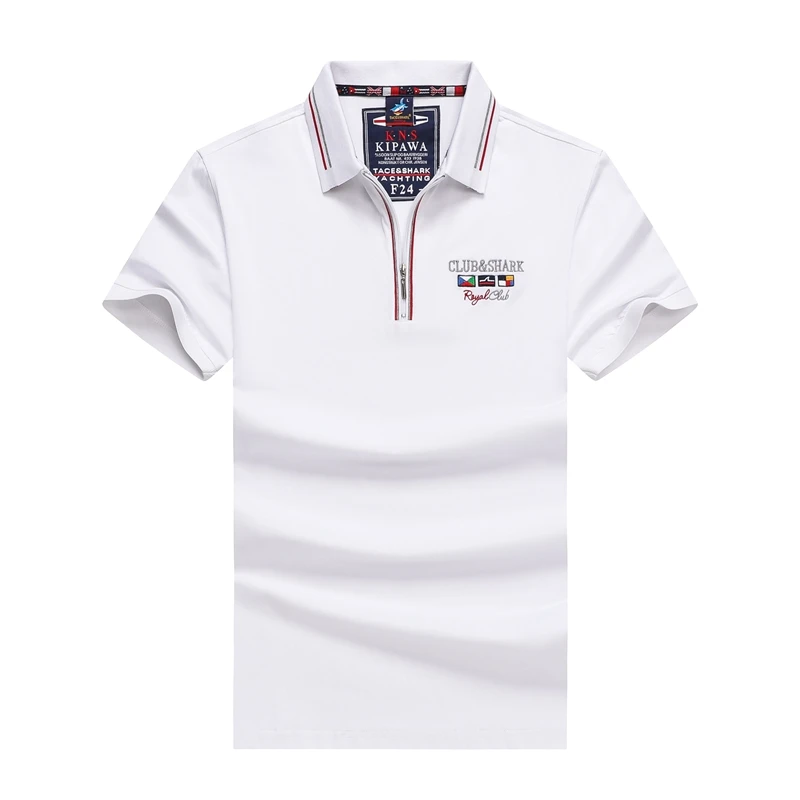 

Мужская футболка из шелкового хлопка с вышитым воротником, не требующая глажки, однотонная, деловая, повседневная, летняя, модная