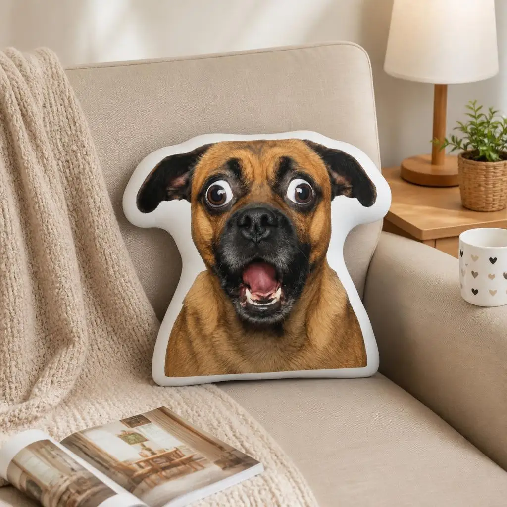 Shocked Dog Funny Expression Pet Plush Pillow Cushion Irregular Stuffed Throw Pillow Home Decor Gift Sofa Bed