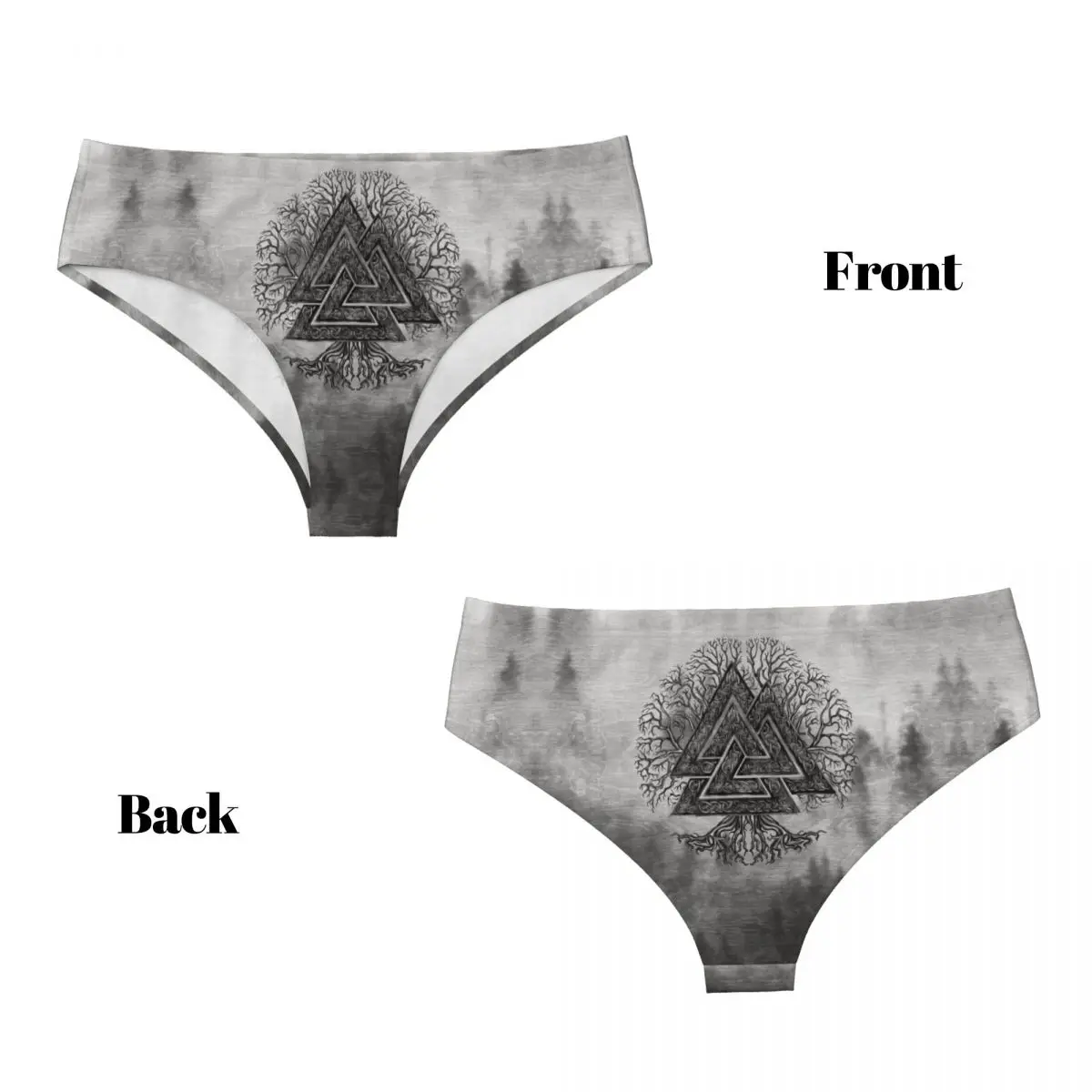 Culotte Respirante Personnalisée pour Femme, Sous-Vêtement Viking Norse, Valknut et Arbre de Vie Yggdrasil