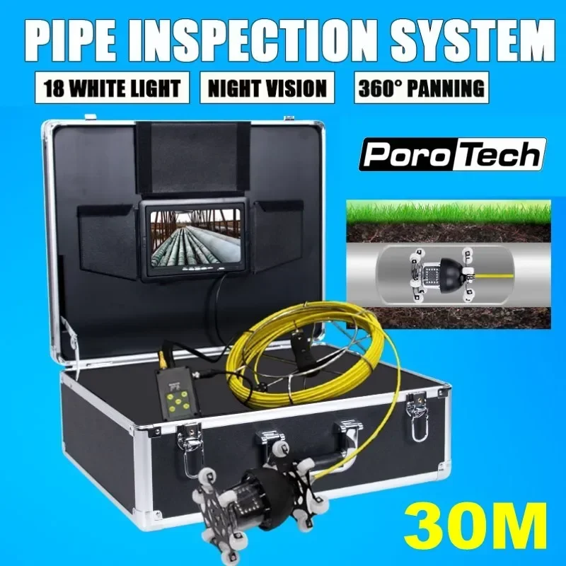 

360Degree Panning Drain Sewer Pipe Inspection System WP70D 7Inch Monitor 30m cable Industrial Pipeline Endoscope Camera with DVR
