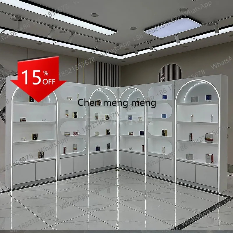 

E153 Nordic Cream Style Display Cabinet with Modern Design High-end Cosmetics Display Rack Stores Beauty Salon Office Furniture