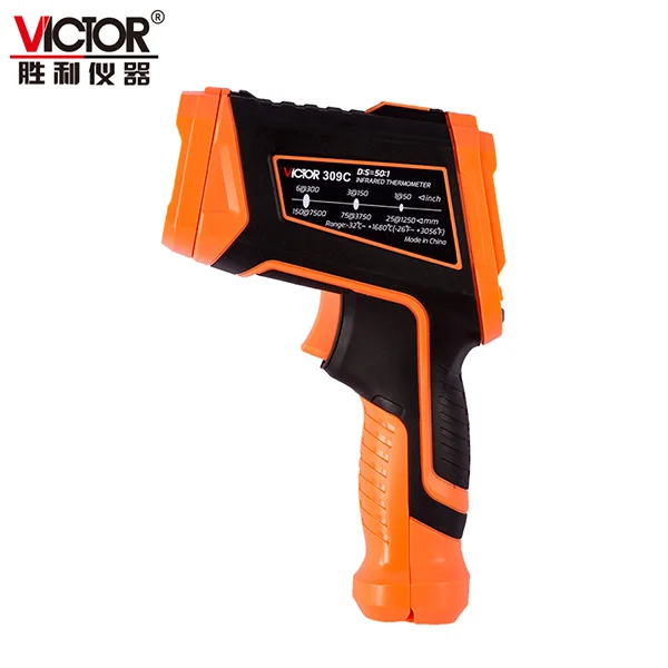 VICTOR 309C VA Color Display Non Contact Industrial Thermometer Temperature Gun Meter -32-1680 Celsius 1% Accuracy