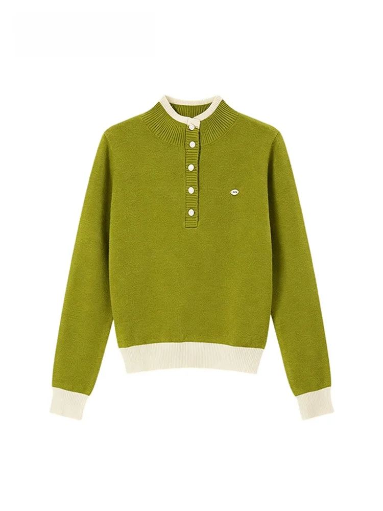 

plus Size Knitwear Long Sve Stand Collar Women's Autumn Winter New Sle Plaid Slimming Sweater Sweet Loose Fit Daily Wear