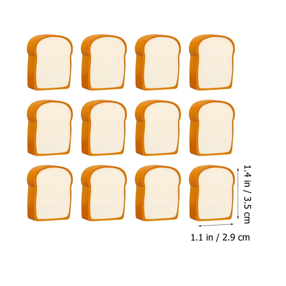 

12 Pcs Bread Cartoon Eraser School Erasers Stationery Christmas Food Khaki Cute Child