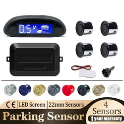 Kit sensor de estacionamento parktronic carro display lcd backlight reverso backup radar monitor sistema 4 sensores 22mm 12v 8 cores