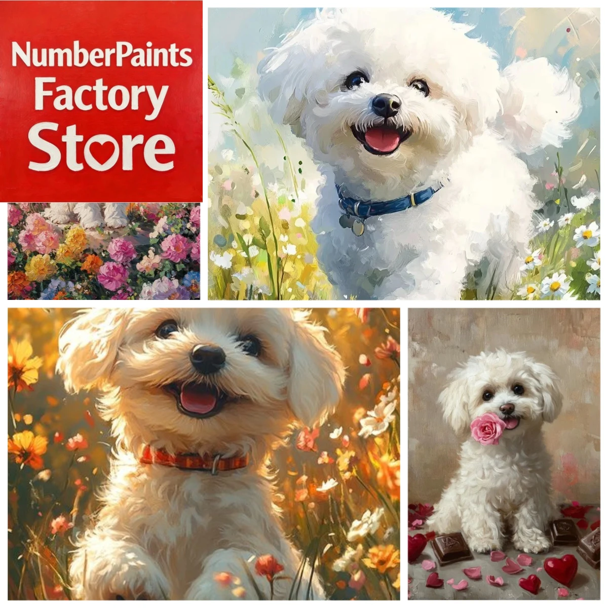 

Frameless DIY digital oil painting cute pet dog portrait color hand painting animal art