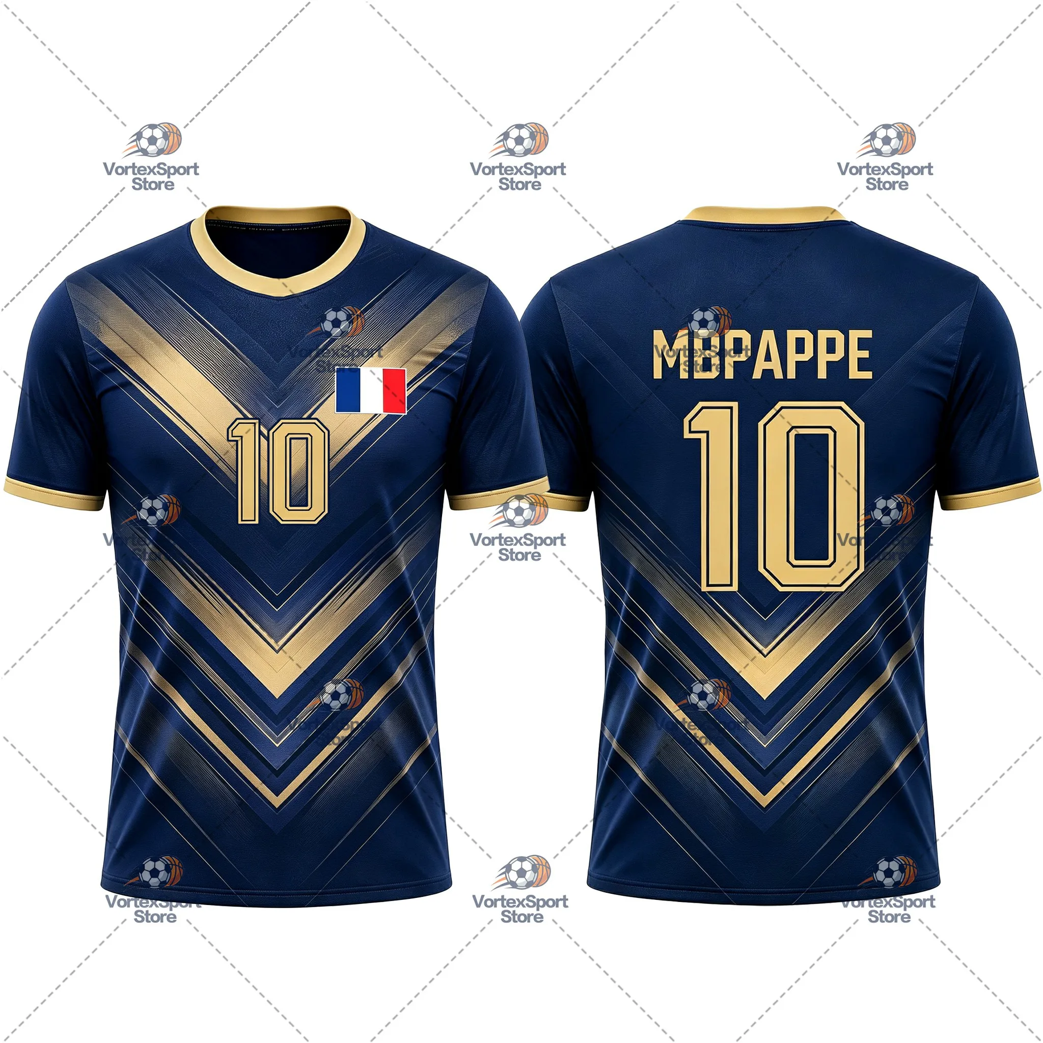 Explosions Kinder Herren Frankreich Nr. 10 Fußball Schnelltrocknendes T-Shirt Alle Größen Kurzarm Rundhalsausschnitt Mbappé Fußballfans Trikot – Detail 10