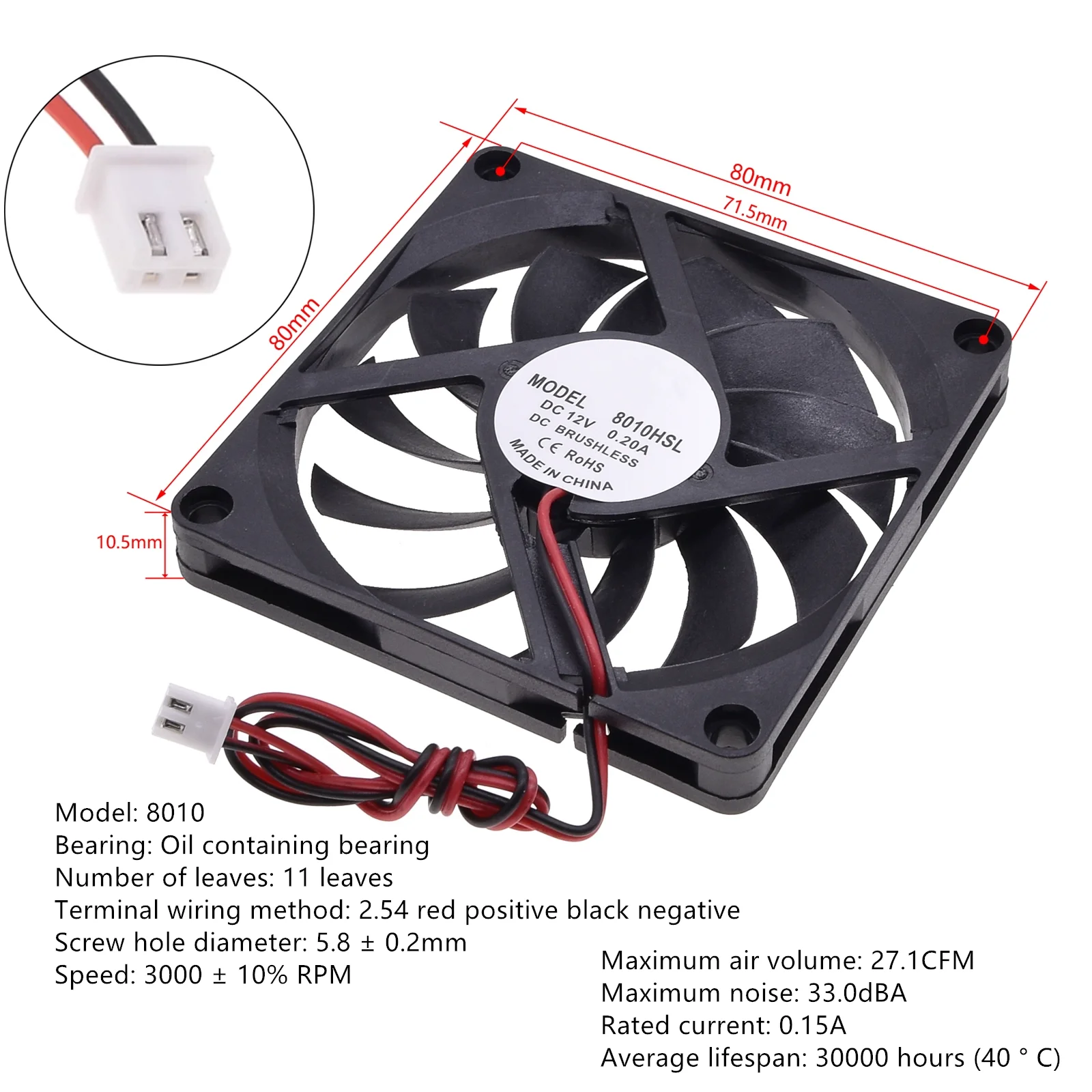 Geräuscharmer DC12V bürstenloser Ölgekühlter Lüfter, für Stromversorgung, Spielzeuggehäuse, verschiedene Größen verfügbar 2 3 4 5 6 7 8 9CM, geräuscharm – Detail 16