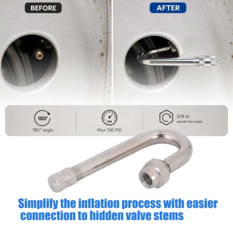 M76E Motorcycle Tire Stem Extensions Heavy Duty Rod for Recessed Inflation Access