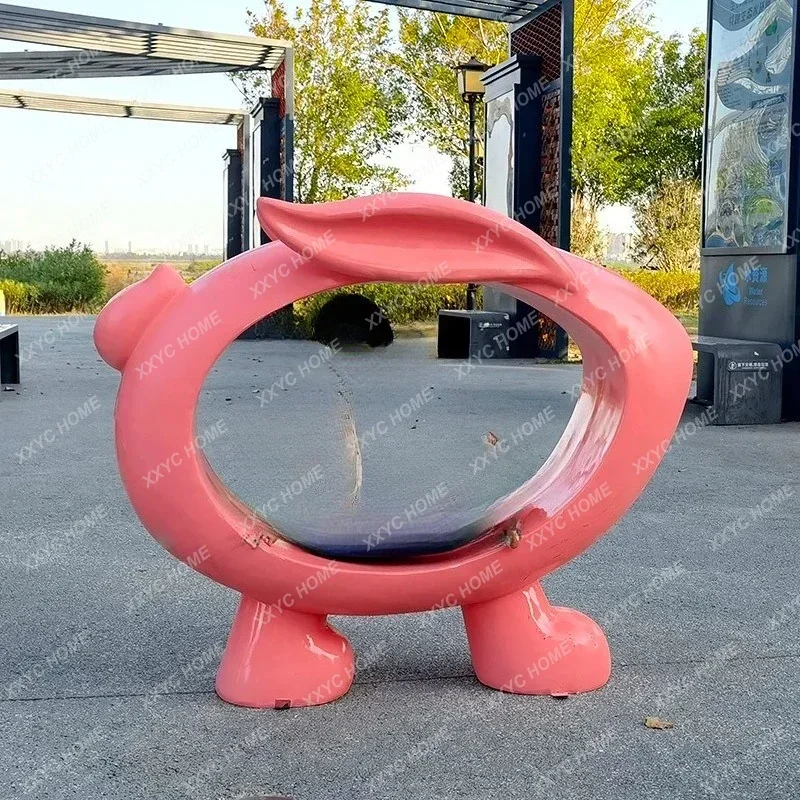 Abstract Rabbit Seat Stool Big Decorations Outdoor GRP Sculpture Park Community Shopping Mall Clock-in Photo Decoration
