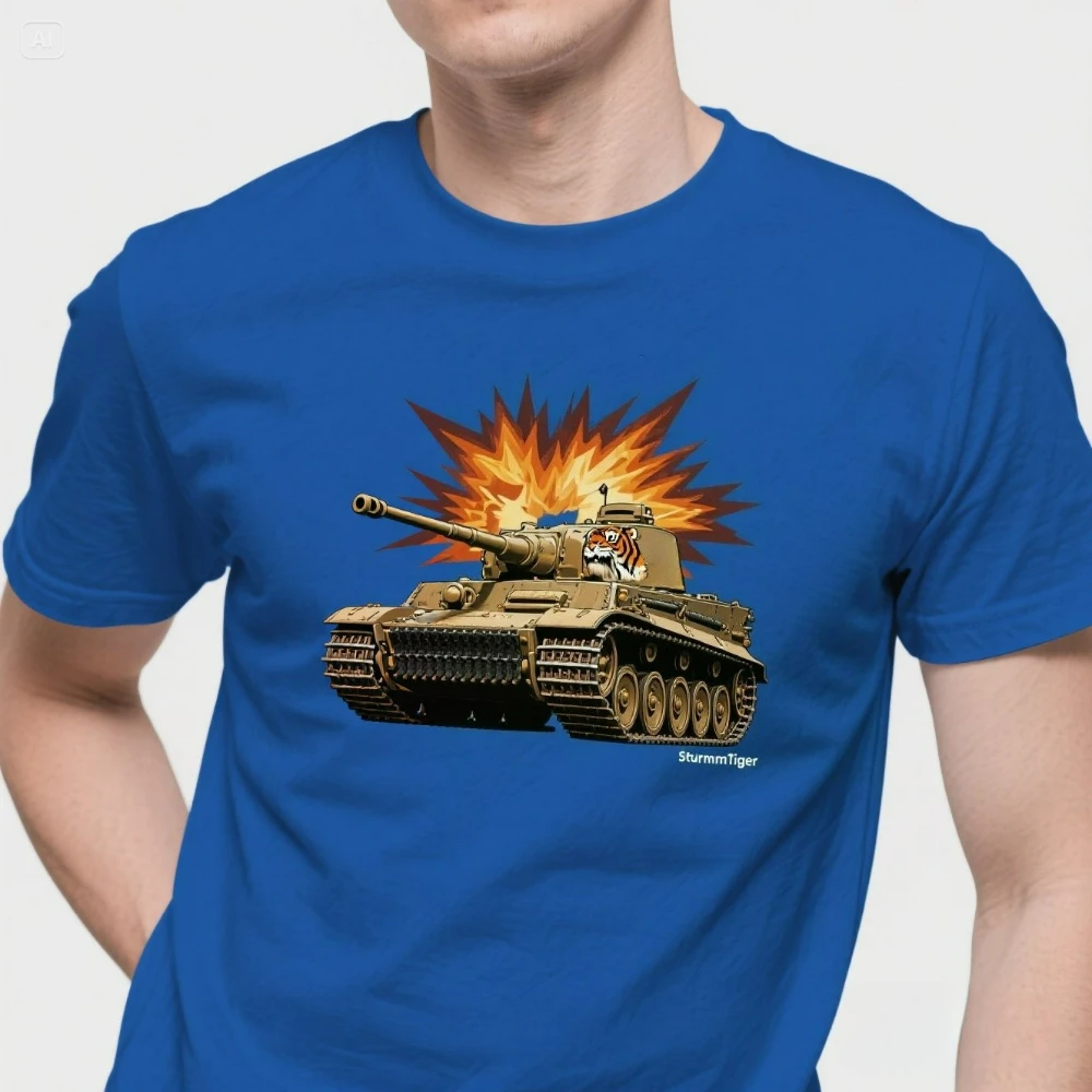 Sturmtiger  Heavy Tank  Thunderstorms Tiger Panzer T-Shirt. Summer Cotton Short Sleeve O-Neck Mens T Shirt New S-3XL