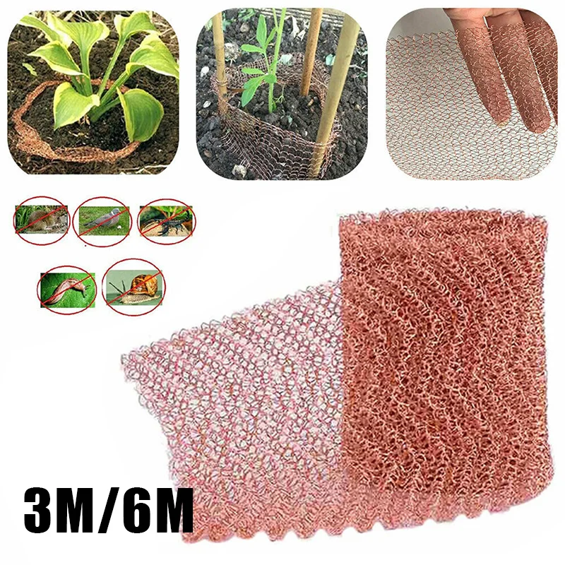 3/6M Copper Mesh Knitted Woven Filter Soffit Mesh Rat Rodent Slug Snail Control Net Garden Plant Protection Shielding Network