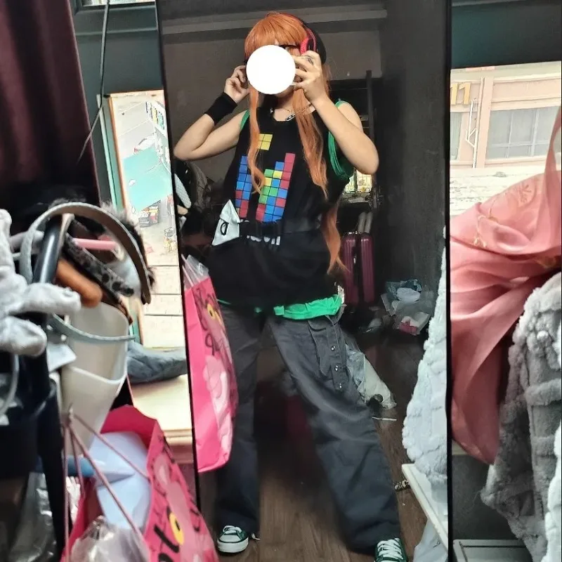Futaba Sakura Costume Cosplay Gioco P5 Hacker Ragazza Abbigliamento Senza maniche Gilet di cotone allentato Set da due pezzi Abiti da festa di carnevale anime